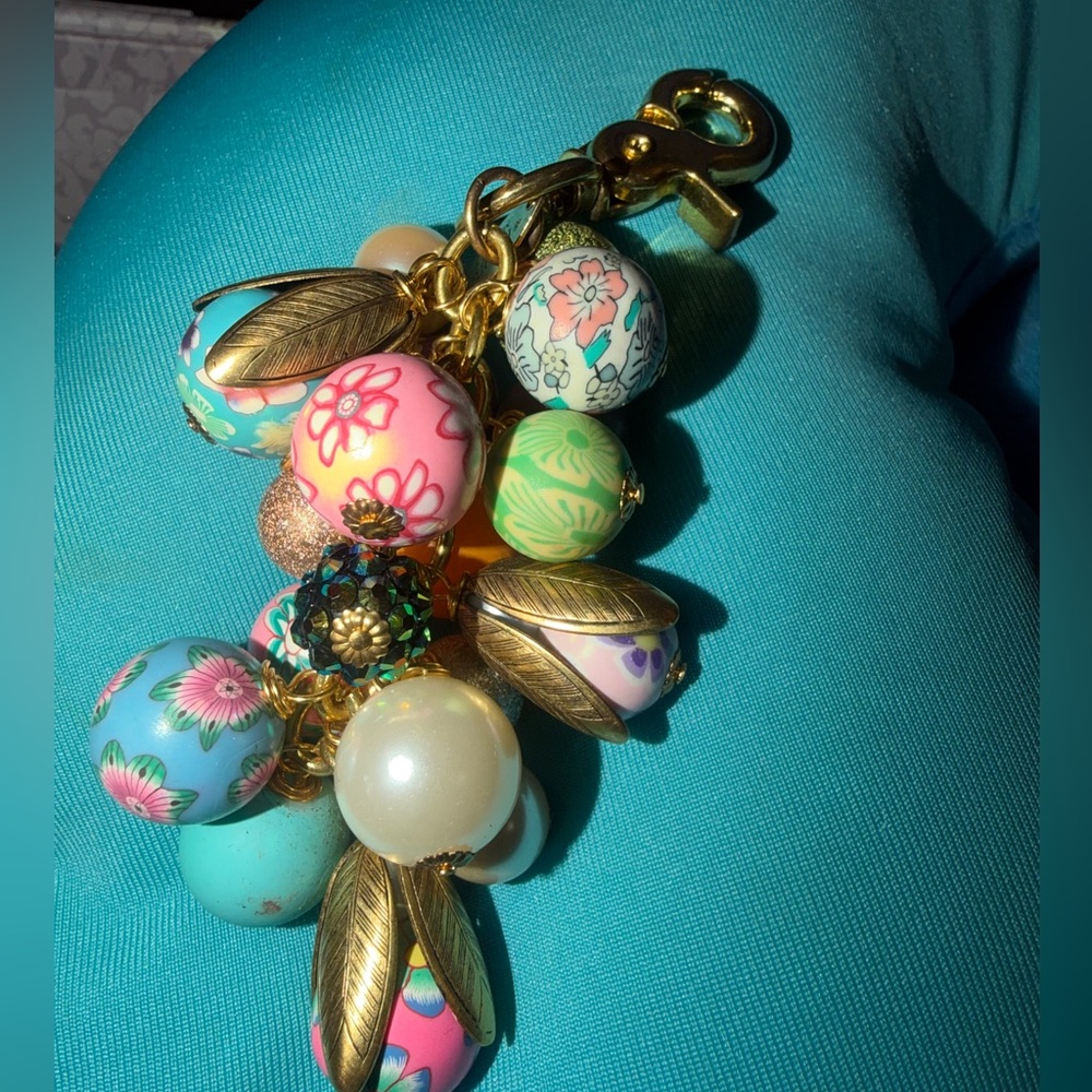 Lenora Dame Bright Floral Keychain Purse Charm